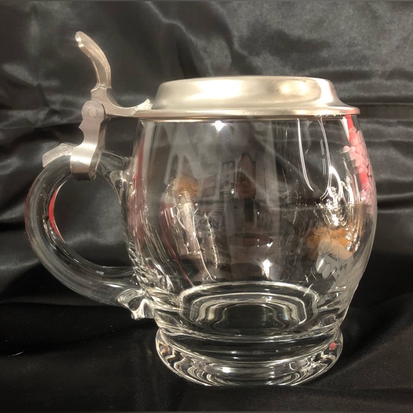 Ergo Zinn hand blown etched glass beer stein - Picture 4 of 12